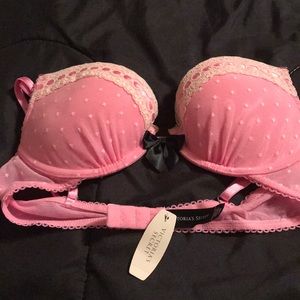 Victoria’s Secret pink bra with black bow